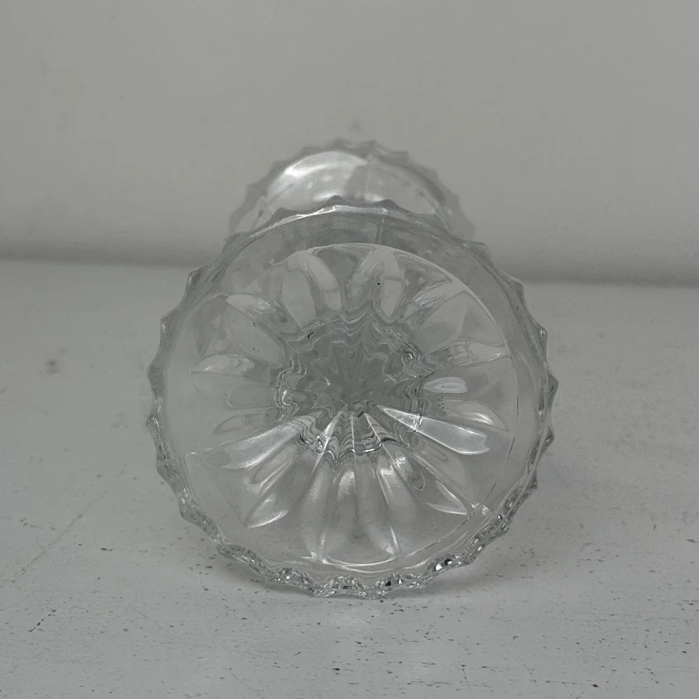 Candlestick Holders Clear Crystal Glass Set of 2‎ Elegant Faceted Design